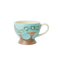 Ceramic Mug with Embossed Turquoise Flower Design Rice DK